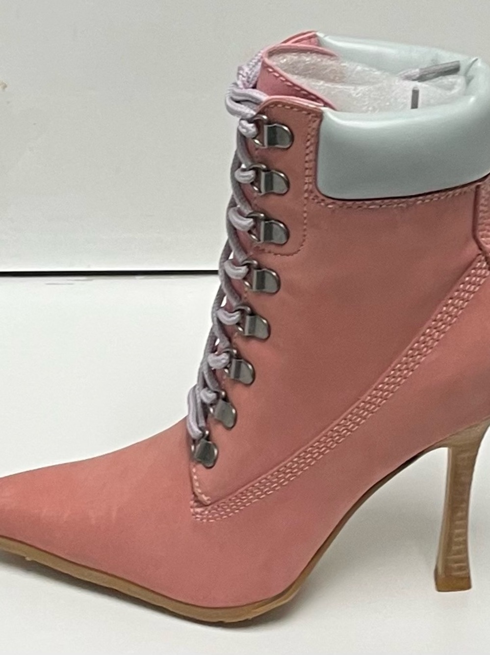 Steve Madden Pink Pointed Lace-Up Stiletto Ankle Boot